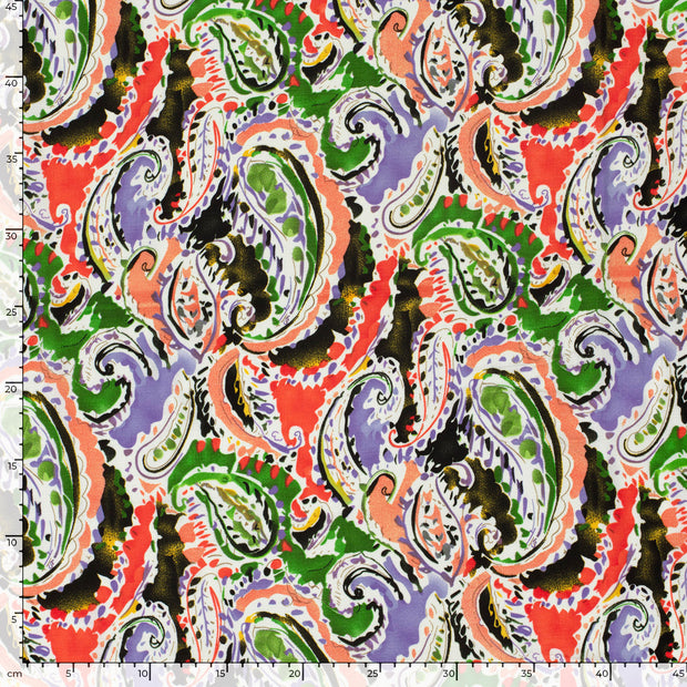 Polyester Bubble fabric Paisley Coral