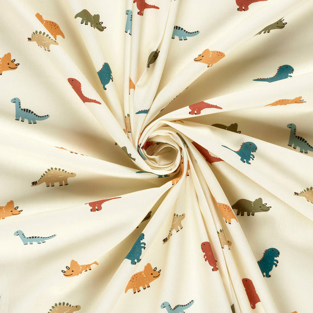Cotton Poplin fabric Off White printed 