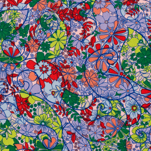 Polyester Bubble fabric Flowers Lime Green