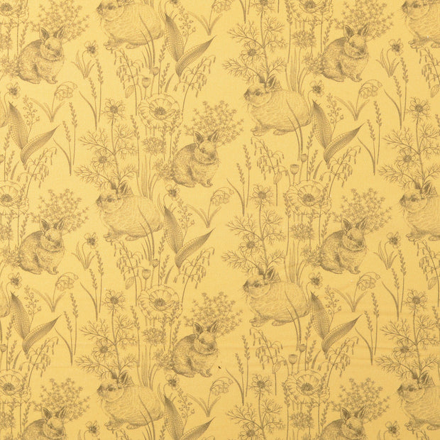 Cretonne fabric Flowers Yellow
