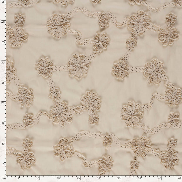 Chiffon fabrik Blumen Beige