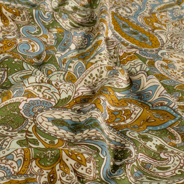 Viscose Vortex Jersey fabric Paisley Oker