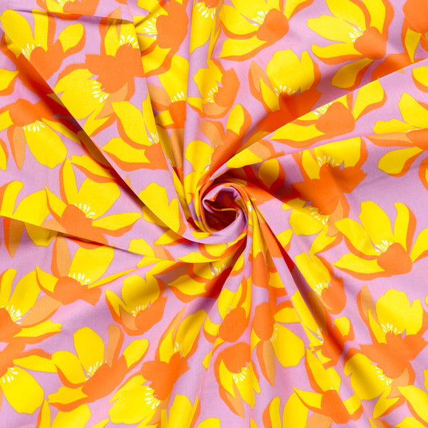 Cotton Satin fabric Lila printed 