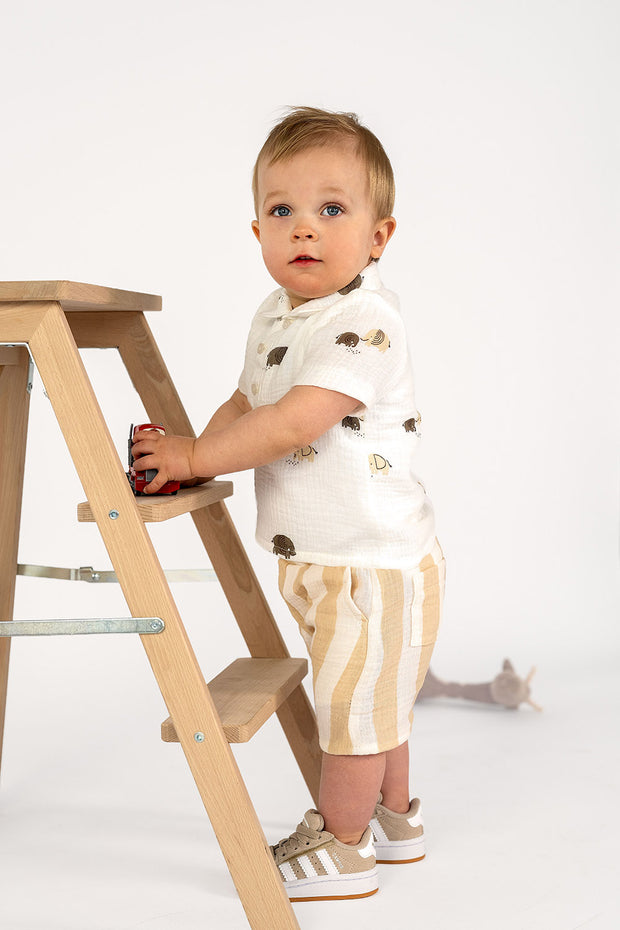 Muslin fabric Stripes Off White