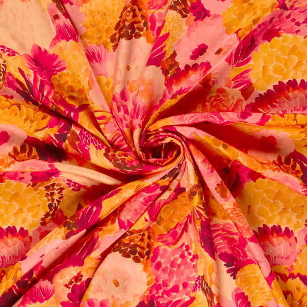 Viscose Satin fabric Salmon digital printed 
