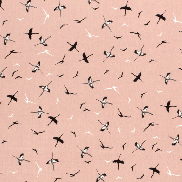 Bamboo Poplin fabric Birds Pink
