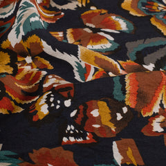 Viscose Nylon Crepe printed Flowers Navy