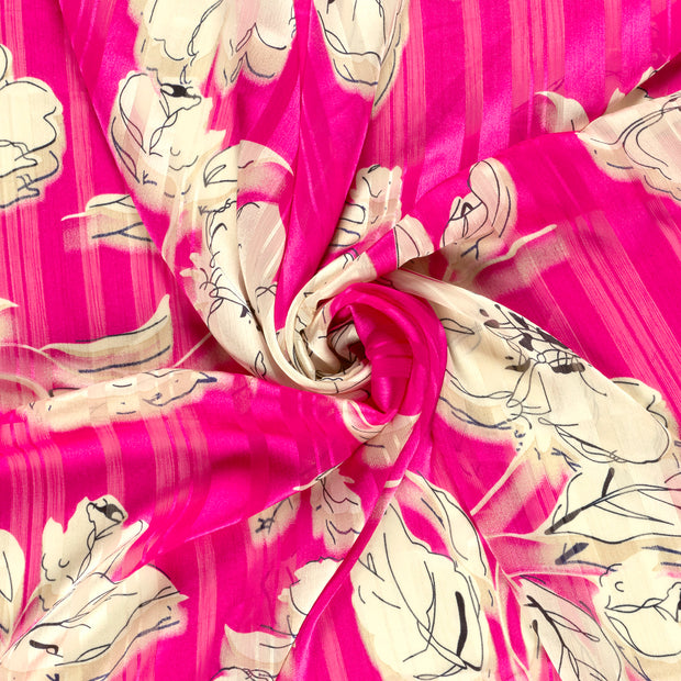 Chifón tela Fucsia estampado 