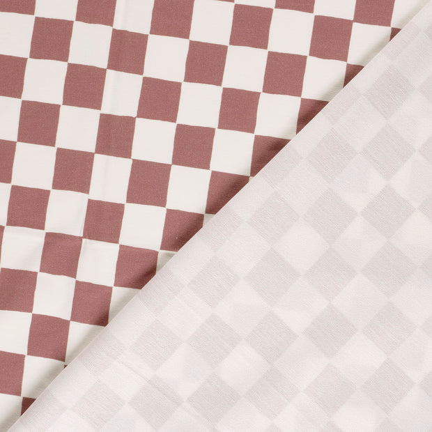 French Terry GOTS organic fabric Checks digital printed 
