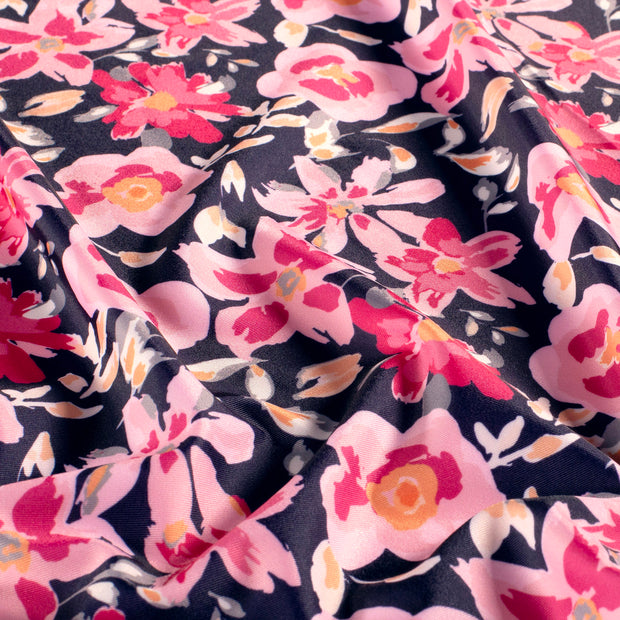 Swimwear Jersey UPF50 Recycled tissu fleurs Bleu Marine