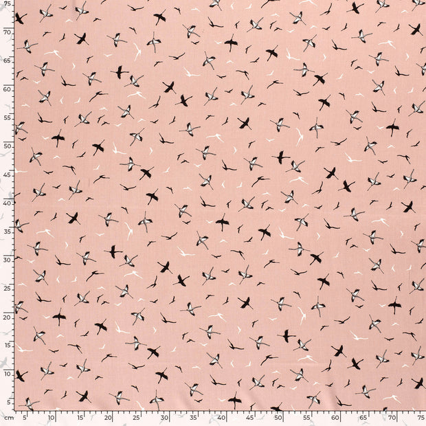 Bamboo Poplin fabric Birds Pink