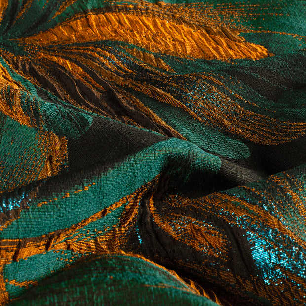 Jacquard fabric Flowers Petrol