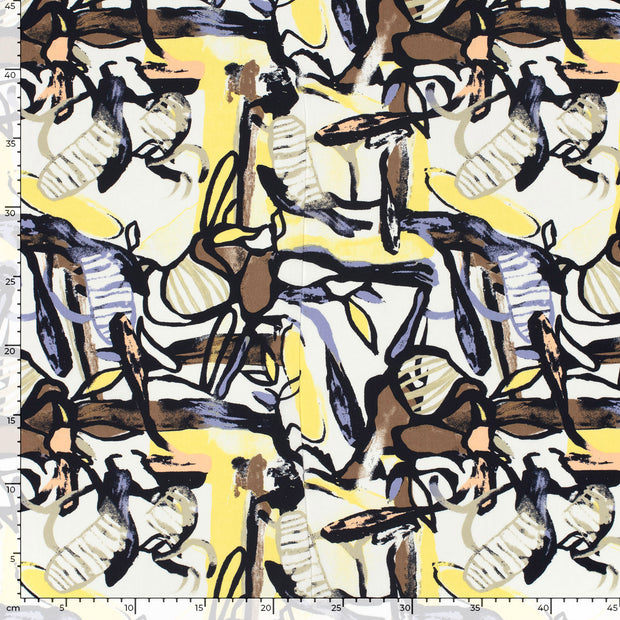 Viscose Poplin fabric Abstract Light Yellow
