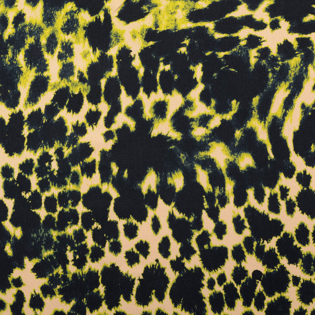 Viscose Satin fabric Animals Green