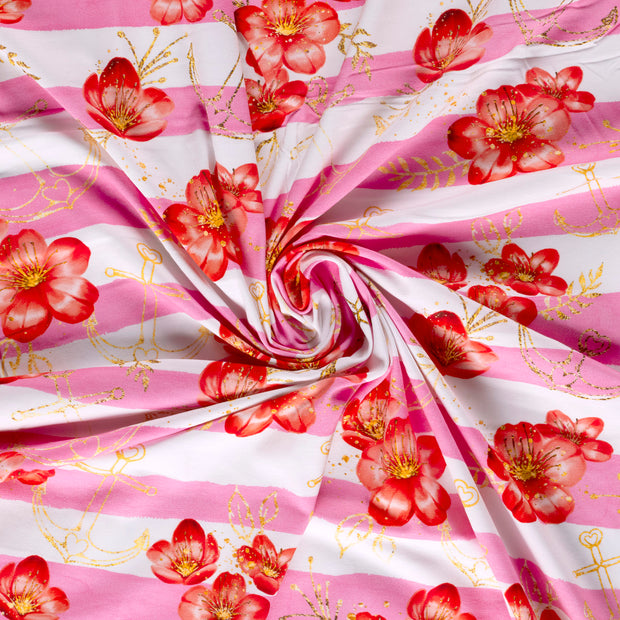 Jersey fabric Pink digital printed 