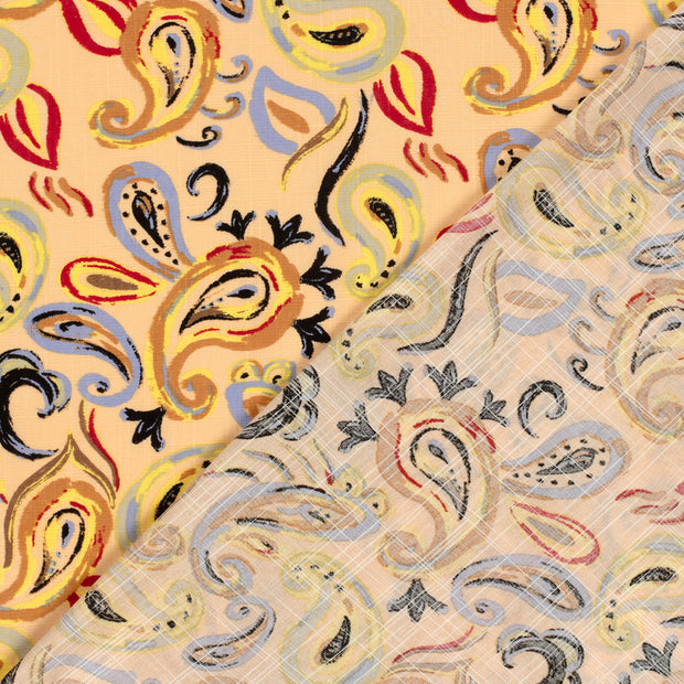 Woven Cotton Viscose fabric Paisley slub printed 