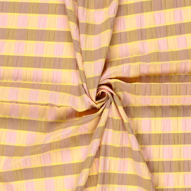 Seersucker fabric Light Pink printed 