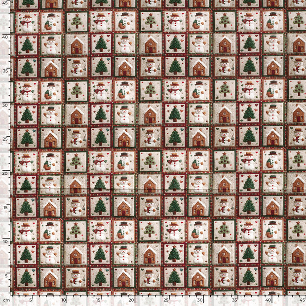 Cotton Poplin fabric Christmas Off White