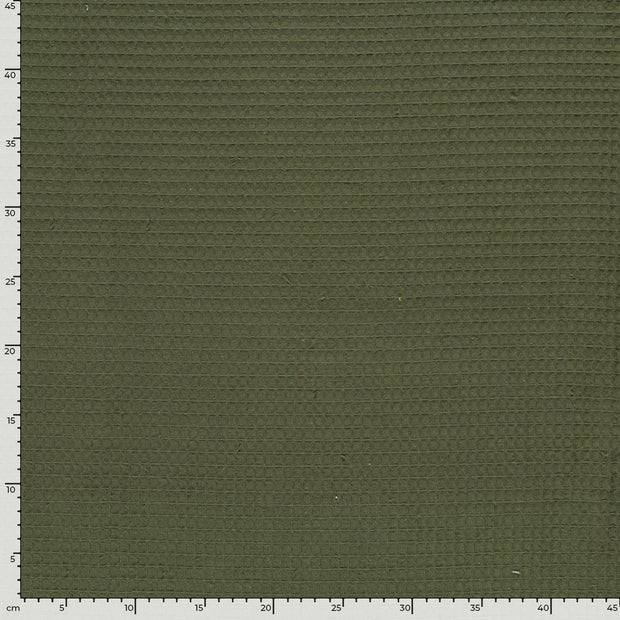 Waffle piqué fabric Unicolour Khaki Green
