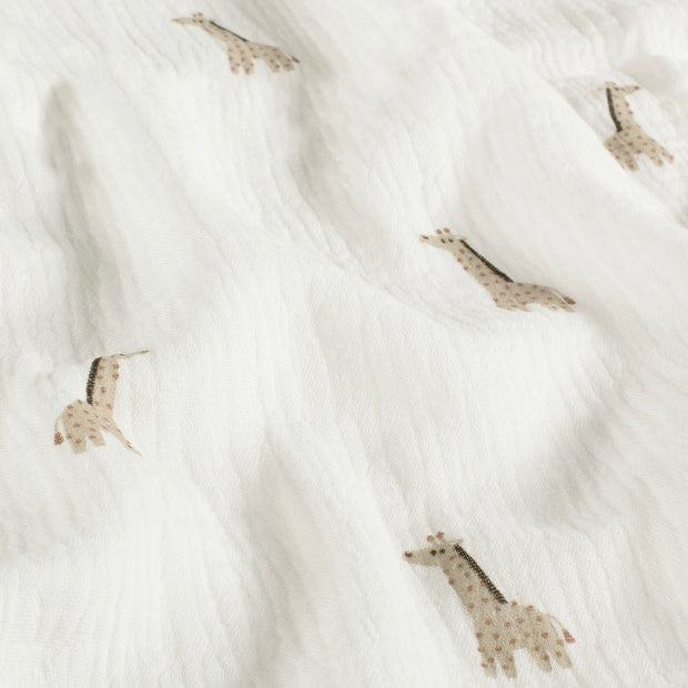 Muslin fabric Giraffes Off White