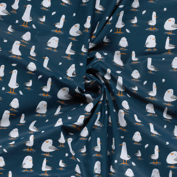 Cotton Poplin fabric Navy digital printed 