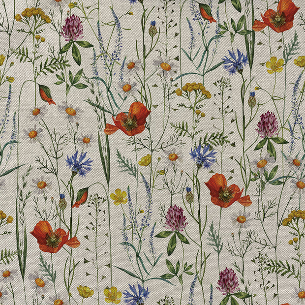 Linen Look fabric Flowers Khaki Green