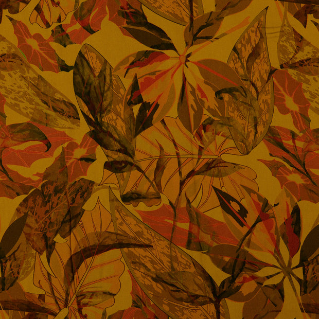 Viscose Poplin fabric Flowers Oker