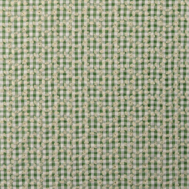 Lace fabric Checks Olive Green