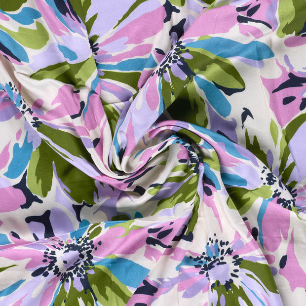 Viscose Satin fabrik Helllila digital bedruckt 