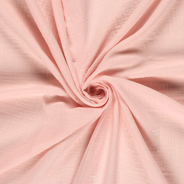 Muslin fabric Pink embroidered 