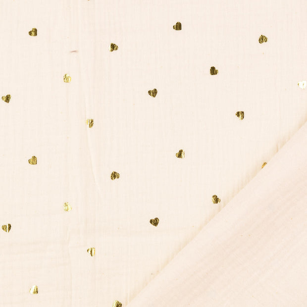Muslin fabric Hearts printed 