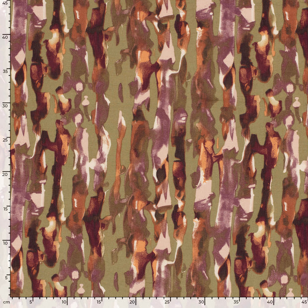 Viscose Nylon Ottoman fabric Flowers Olive Green