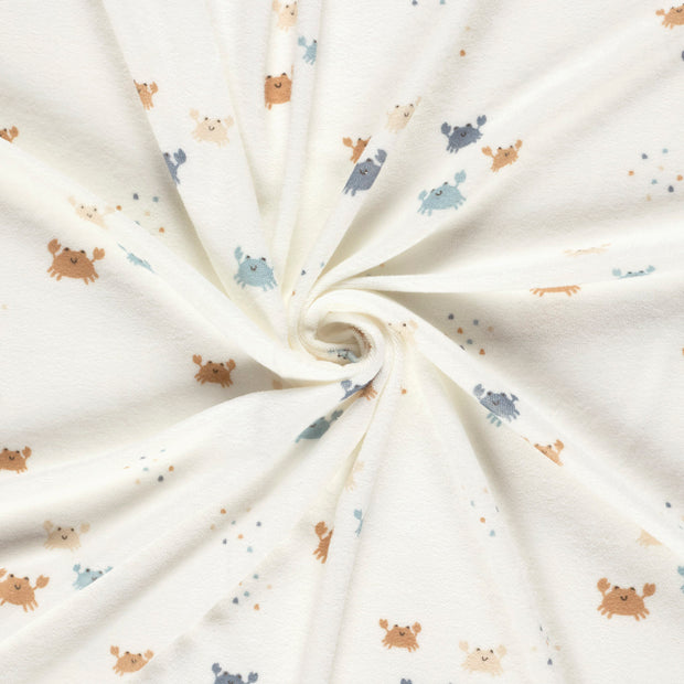 Stretch terry fabric Off White printed 