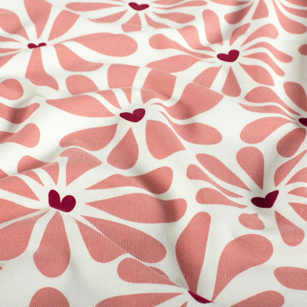 Jersey fabric Flowers Off White