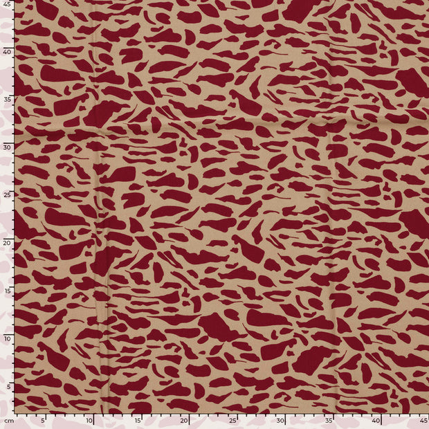 Viscose Twill fabric Abstract Bordeaux