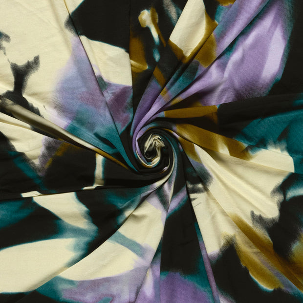 Viscose Vortex Jersey fabric Petrol printed 