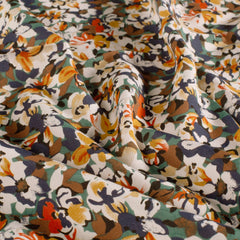 Viscose Poplin printed Flowers Petrol
