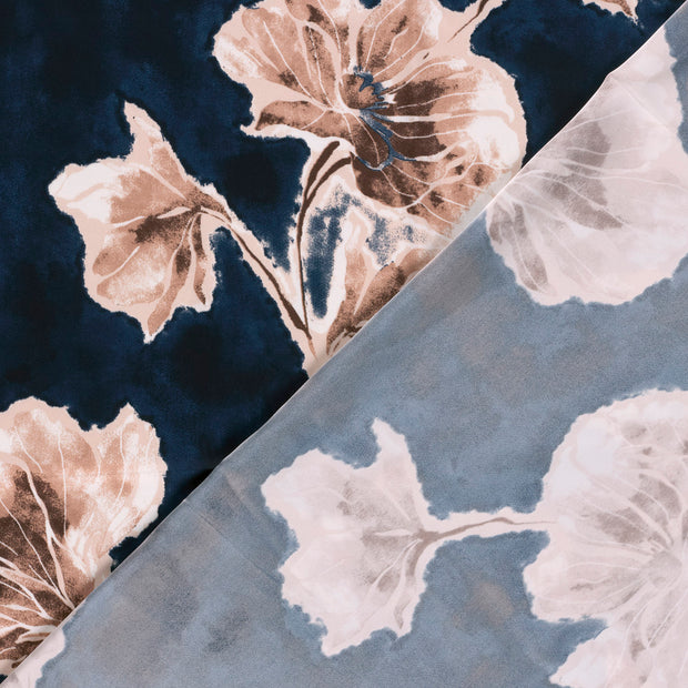 Satin Duchesse fabric Flowers printed 