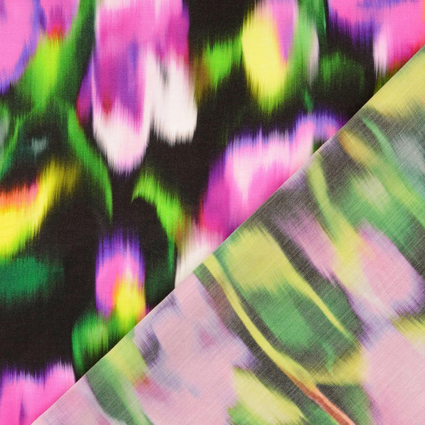 Viscose Satijn stof Multicolor digitaal bedrukt 