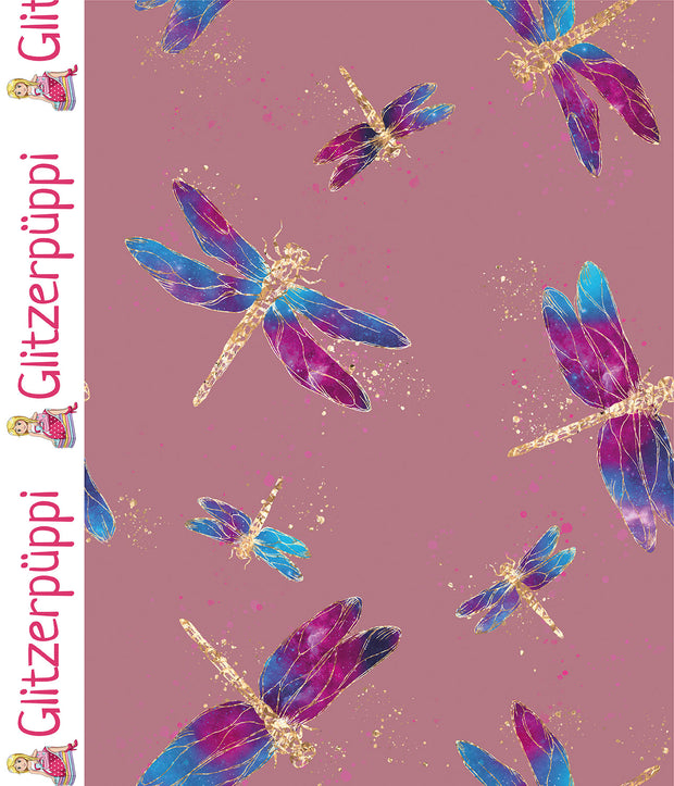 Jogging fabric Dragonflies Old Pink