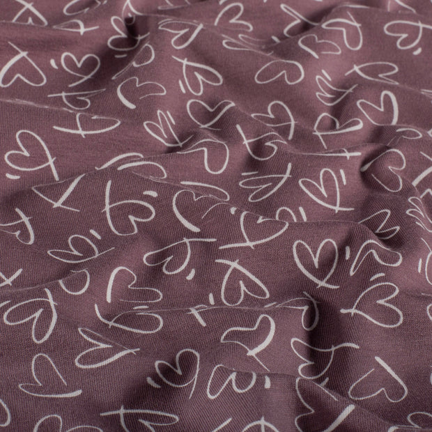 Jersey fabric Hearts Lila