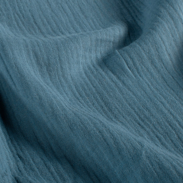 Muslin GOTS organic fabric Unicolour Indigo
