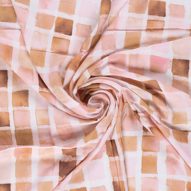 Viscose Poplin fabrik Coral bedruckt 