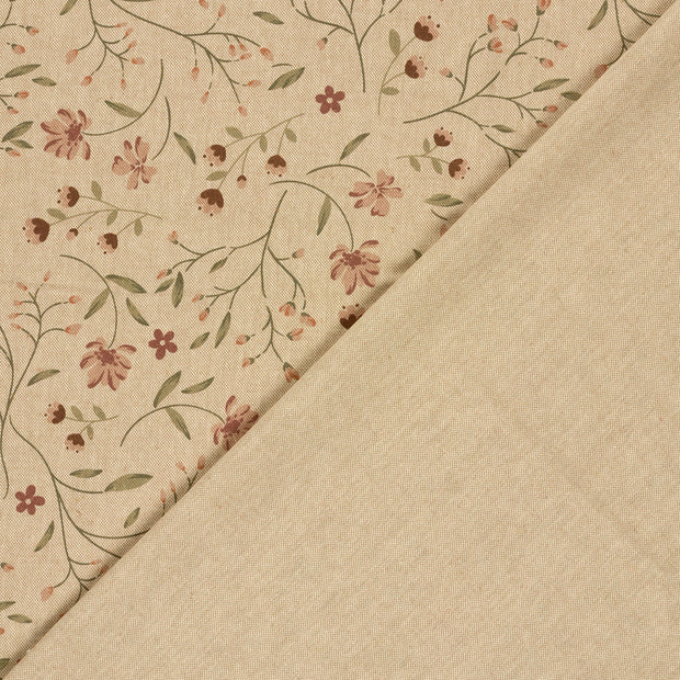 Linen Look fabric Flowers digital printed 
