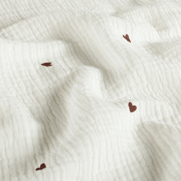 Muslin fabric Hearts Off White