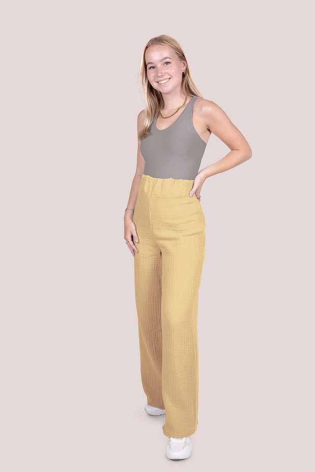 Muslin GOTS organic fabric Unicolour Camel