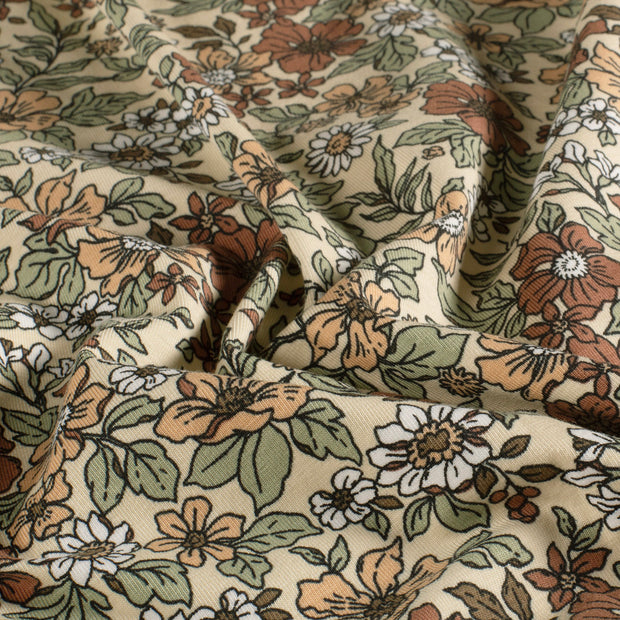 Jersey fabric Flowers Beige