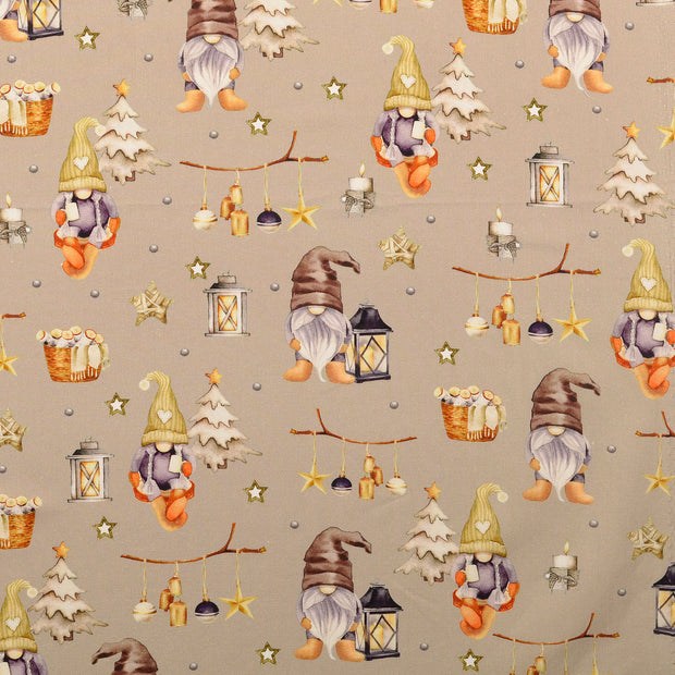 Baumwolle Popeline fabrik Weihnachten Beige