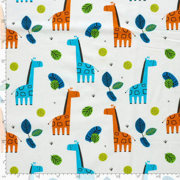 Jersey fabric Giraffes Off White