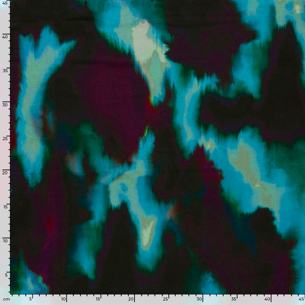 Viscose Vortex Jersey fabric Abstract Dark Green